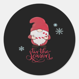 Christmas Gnome With Candycane Classic Round Sticker