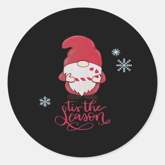 Christmas Gnome With Candycane Classic Round Sticker (Front)