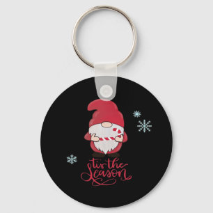 Christmas Gnome With Candycane Keychain