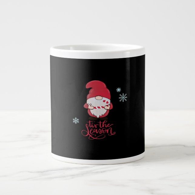 Christmas Gnome With Candycane Large Coffee Mug (Front)