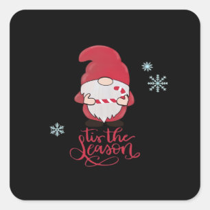 Christmas Gnome With Candycane Square Sticker