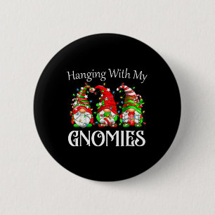 Christmas Gnome With My Gnomies Family Pyjamas  2 Inch Round Button