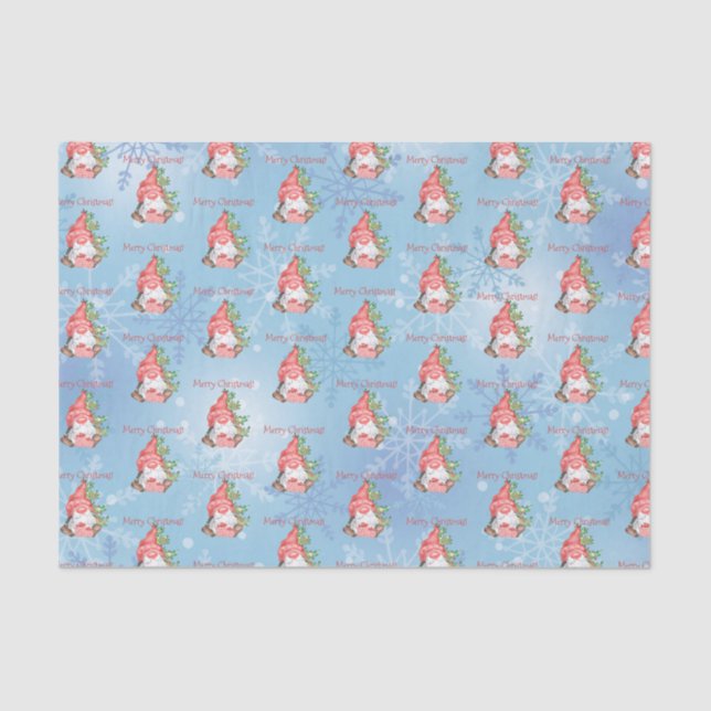 Christmas Gnome with Presents Tree Personalized  Tissue Paper (Front)