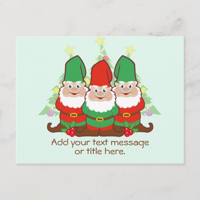 Christmas Gnomes Add Your Text Postcard (Front)