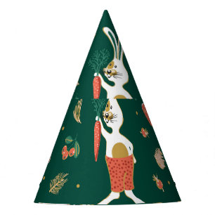 Christmas Gnomes, Bunny Holiday Pattern. Party Hat