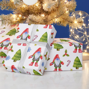 Christmas Gnomes, Candy Cane, Trees, Decorations Wrapping Paper