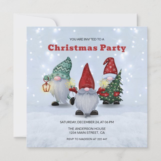 Christmas Gnomes Christmas   Invitation (Front)