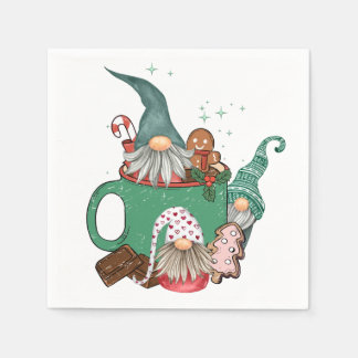 Christmas Gnomes & Cocoa Napkin