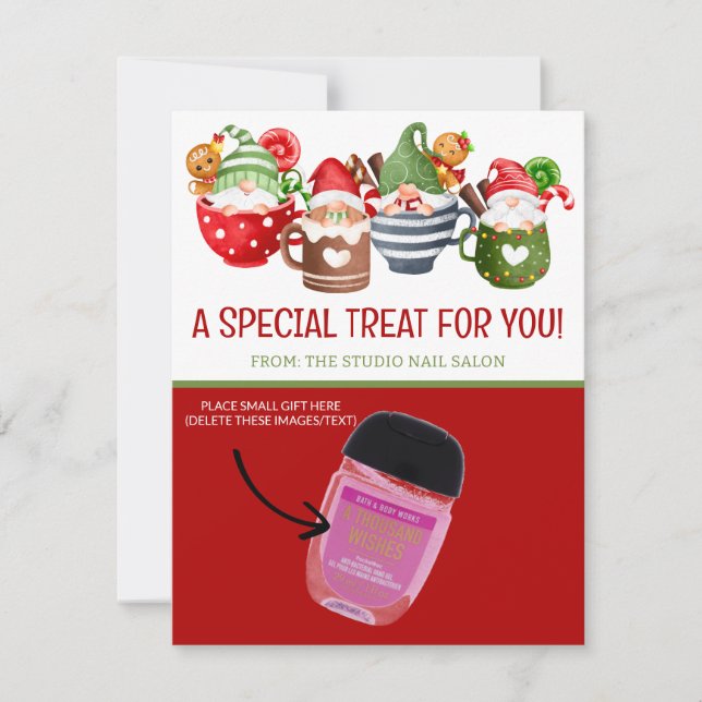 Christmas Gnomes, Cocoa Personalized Gifting Cards (Front)