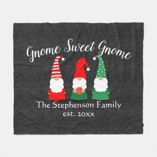 Christmas Gnomes Cute Holiday Custom Personalized Fleece Blanket