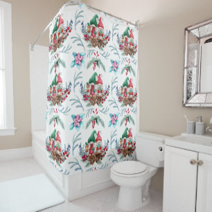 Christmas Gnomes Design  Shower Curtain