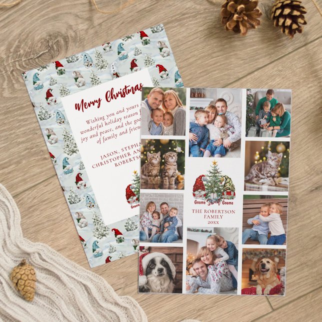 Christmas Gnomes Family 10 Photo Collage Holiday Card (Creator Uploaded)