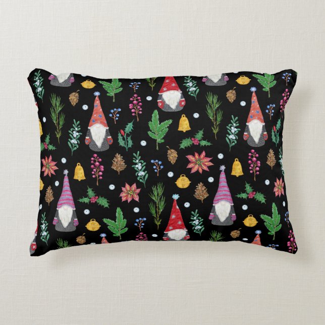 Christmas Gnomes: Festive Seamless Pattern Accent Pillow (Front)