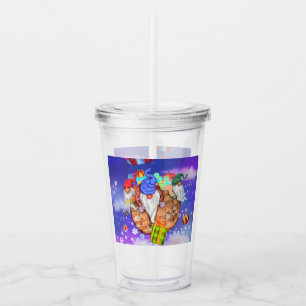 Christmas Gnomes Flying A Balloon and Gives Gifts  Acrylic Tumbler