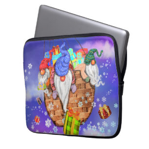 Christmas Gnomes Flying A Balloon and Gives Gifts  Laptop Sleeve