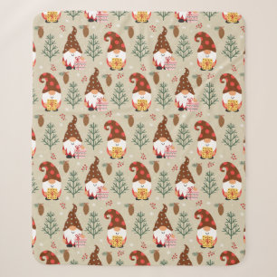 Christmas Gnomes Gift Pattern Sherpa Blanket