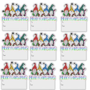 Christmas gnomes gift tags