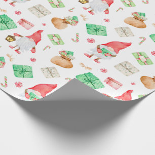 Christmas Gnomes. Gifts and Candy Canes Wrapping Paper