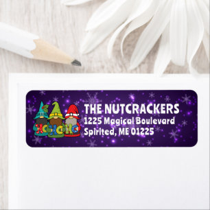 Christmas Gnomes Ho Ho Ho Purple Return Address