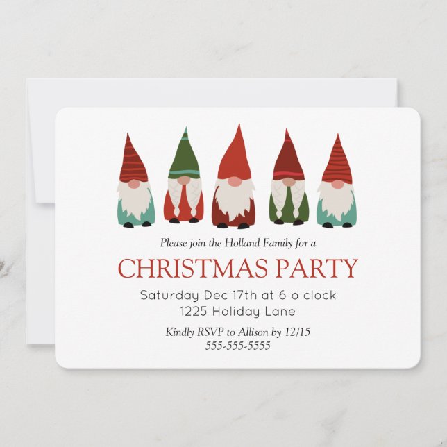 Christmas Gnomes Holiday Party Invitation (Front)