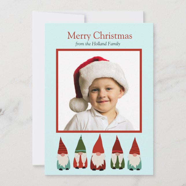 Christmas Gnomes Holiday Photo Card (Front)