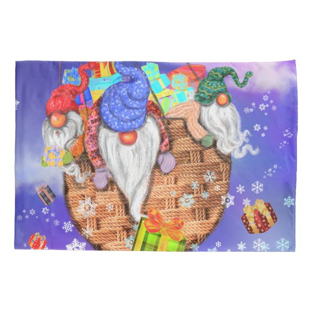 Christmas Gnomes In Balloon Pillow Case (Back)