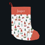 Christmas Gnomes Kids name Small Christmas Stocking<br><div class="desc">Christmas Gnomes Kids name stocking</div>