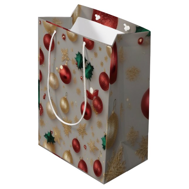 Christmas gnomes medium gift bag (Back Angled)