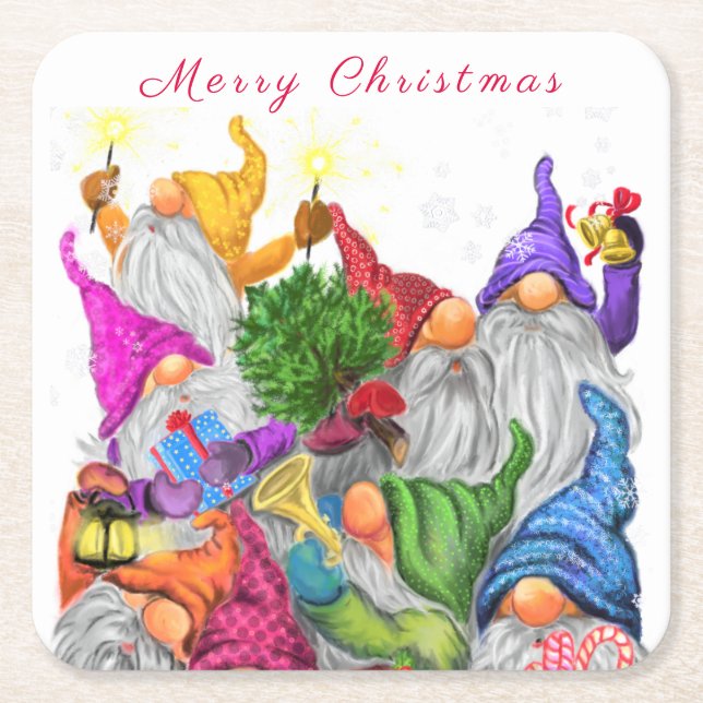 Christmas Gnomes Paper Coaster (Front)