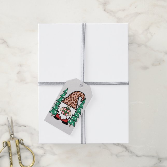 Christmas Gnomes Pattern Personalized Gift Tags (With Twine)