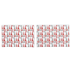 Christmas Gnomes Pattern Red White Polka Dot Back Pillowcase