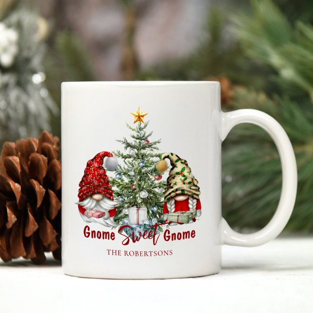 Christmas Gnomes Personalized Cute Rustic Coffee Mug (Creator Uploaded)