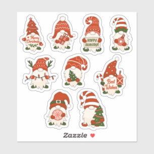 Christmas gnomes - set of 9 stickers