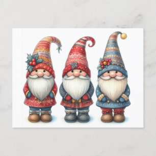 Christmas Gnomes Trio Postcard