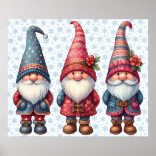 Christmas Gnomes Trio Poster