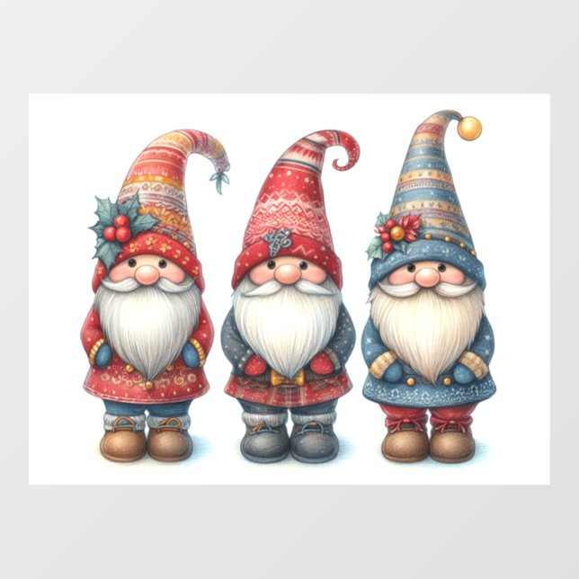 Christmas Gnomes Trio Window Cling (Sheet)