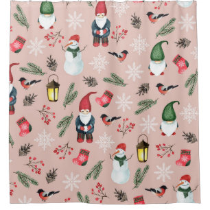 Christmas Gnomes Watercolor Seamless Pattern