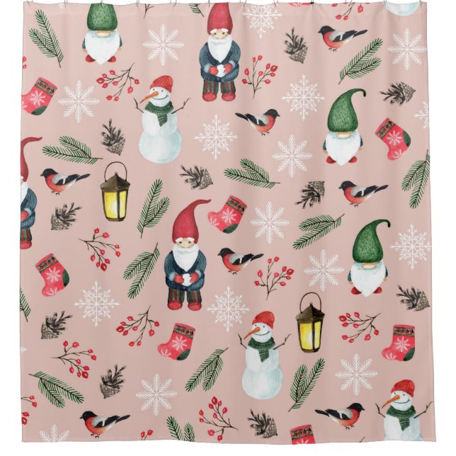 Christmas Gnomes Watercolor Seamless Pattern (Front)