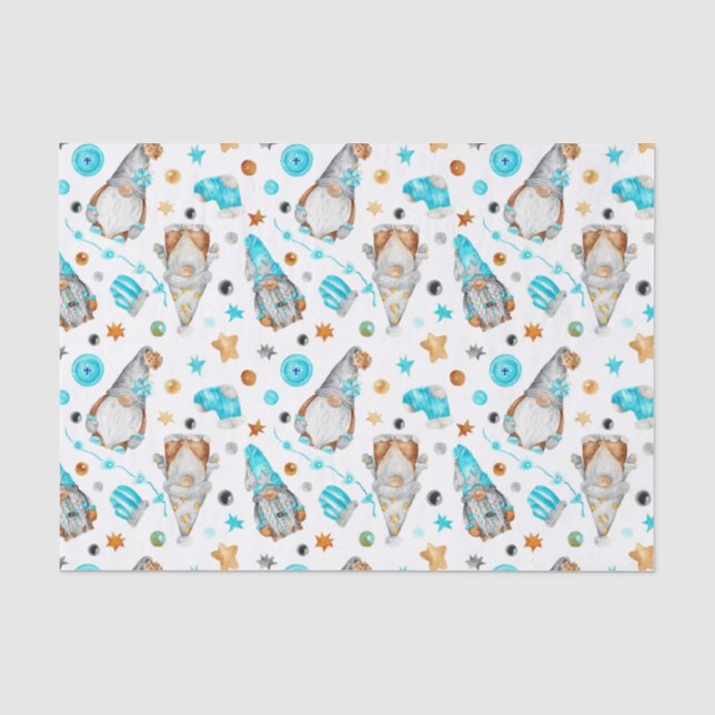Christmas Gnomes with Cute Rustic Decorations  Tissue Paper (Front)