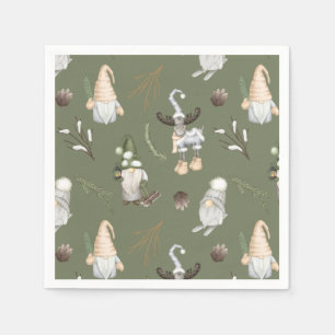 Christmas Gnomes Woodland Napkin