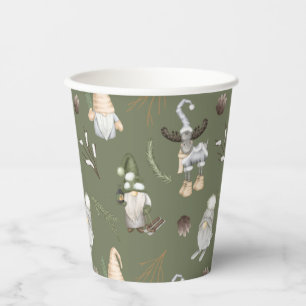 Christmas Gnomes Woodland Paper Cups