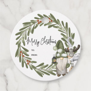 Christmas Gnomes Woodland Personalized Gift Tags
