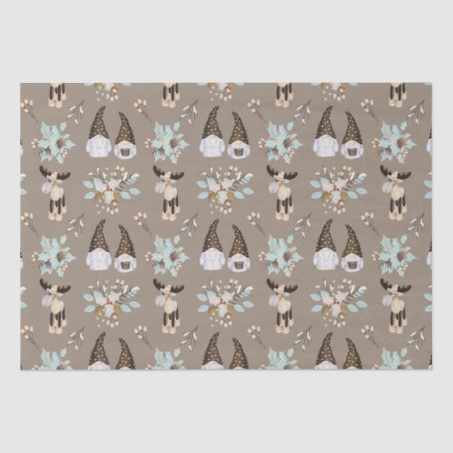 Christmas Gnomes Woodland Tissue Paper (Front)