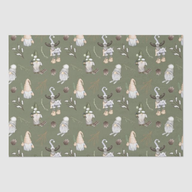 Christmas Gnomes Woodland Tissue Paper (Front)