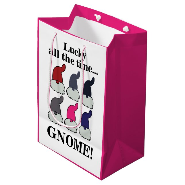 Christmas Gnomes Xmas Lucky Medium Gift Bag (Front Angled)