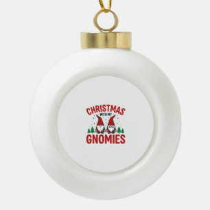 Christmas Gnomies Holiday Gnome Design Ceramic Ball Christmas Ornament