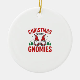 Christmas Gnomies Holiday Gnome Design Ceramic Ornament