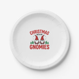 Christmas Gnomies Holiday Gnome Design Paper Plate