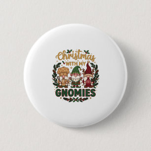 Christmas Gnomies String Lights Candy Cane 2 Inch Round Button