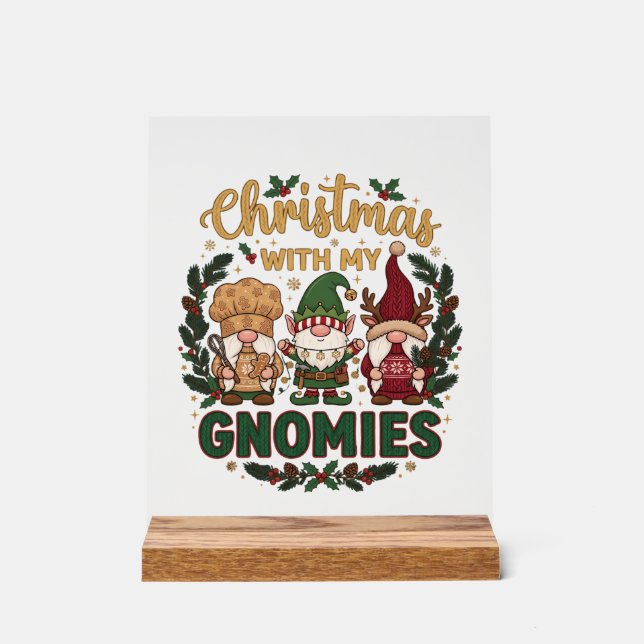 Christmas Gnomies String Lights Candy Cane Acrylic Sign (Front)